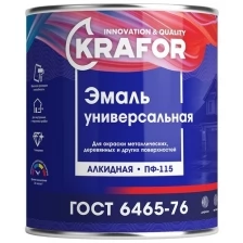 Эмаль ПФ-115 универсальная Krafor, алкидная, глянцевая, 6 кг, голубая