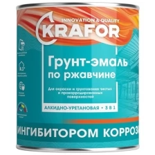 Грунт-эмаль по ржавчине 3 в 1 Krafor, алкидная, глянцевая, 1,9 кг, серая