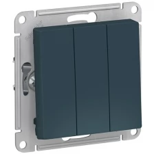 Выключатель трехклавишный Schneider Electric AtlasDesign 10АХ, изумруд ATN000831