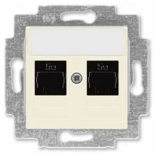 Розетка RJ45+RJ45 компьютерная Levit скрытой установки кат. 5e механизм с накладкой слоновая кость 2CHH295118A6017 ABB