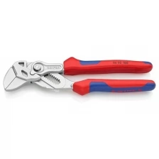 Клещи переставные - гаечный ключ KNIPEX KN-8605180, 40 мм (1 1/2"), L-180 мм, Cr-V, хромированные, 2-компонентные рукоятки