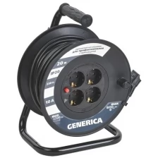 Катушка IEK УК20 с т/з 4 места 2P PE/20м 3х1 0мм2 GENERICA