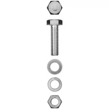ЗУБР M6 x 25 мм, 10 шт., болт с шестигранной головкой в комплекте с гайкой, шайбой, шайбой пружинной 303436-06-025