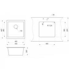 Кухонная мойка Emar EMQ-1455.P, Морион