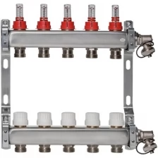 ColSys Р804R, 5 выходов. Коллекторная группа из нержавеющей стали с расходомерами, термостатическими и дренажными клапанами