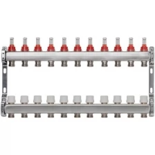 ColSys Р804, 11 выходов. Коллекторная группа из нержавеющей стали с расходомерами и термостатическими клапанами