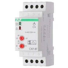Реле контроля наличия и чередования фаз CKF-BT (монтаж на DIN-рейке 35мм; микропроцессорный; регулировка порога отключения и времени отключения; контроль верхнего и нижнего значений напряжения; 3х400/230+N 2х8А 1Z 1R IP20) F&F EA04.002.004